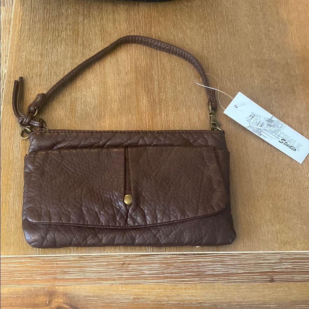 Catwalk Studio Dark Brown Leather Wristlet